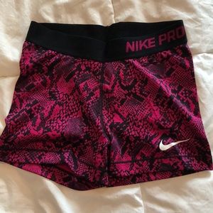 Nike pink snakeskin print compression shorts